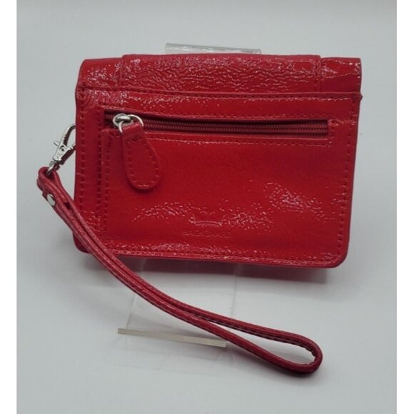 Baekgaard Purse Flirty Wristlet Fuschia Bright Pink Patent Ruffle Magnetic Clasp - Picture 2 of 6